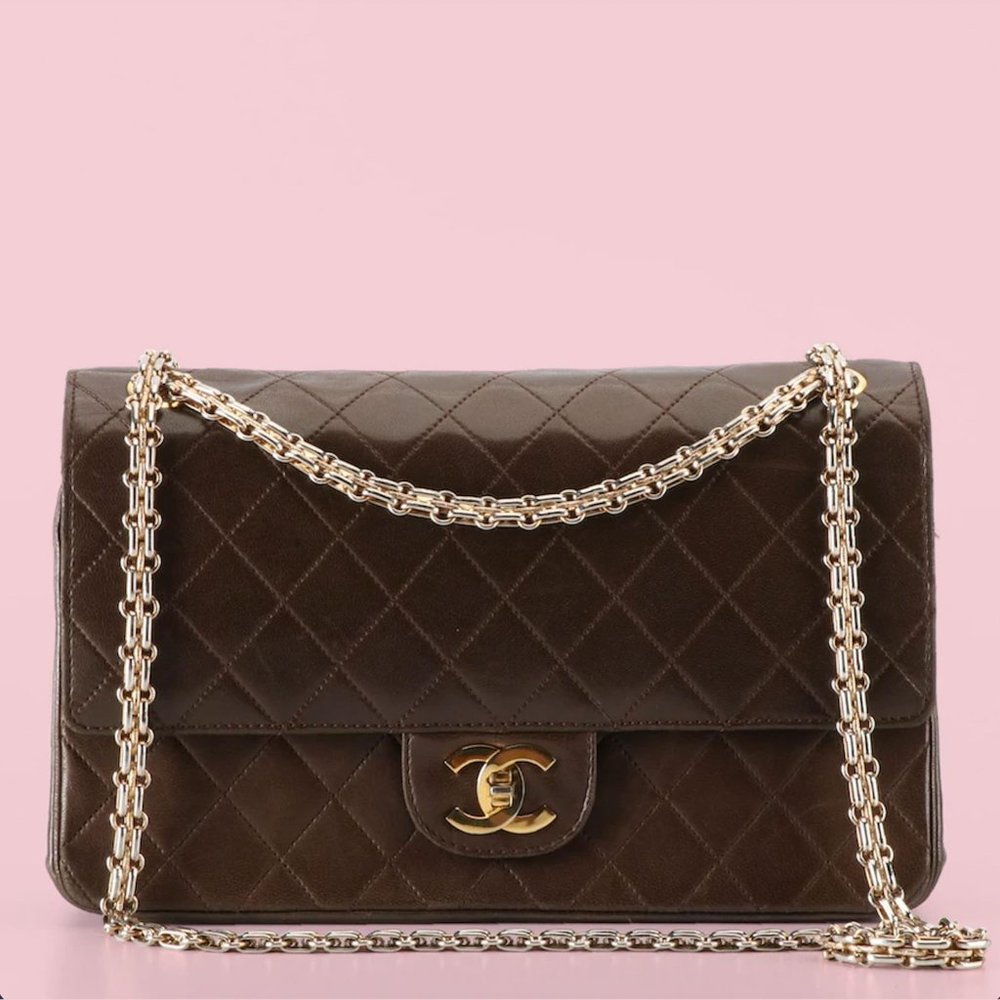RARE - Chanel Vintage Small 24k Gold Reissue Chain Double Flap Bag